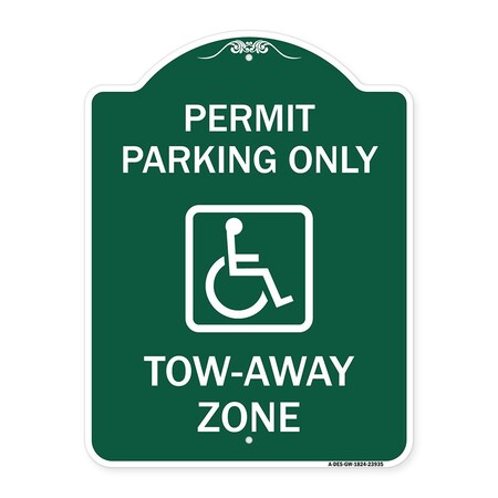 Signmission Georgia ADA Handicapped Parking Accessible Permit Parking Only Tow-Away Zone with Sym, GW-1824-23935 A-DES-GW-1824-23935